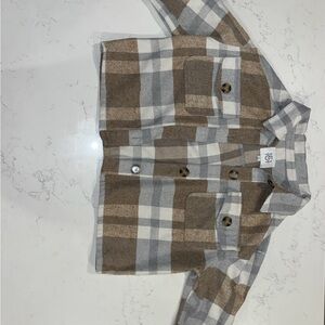 one 5 one Plaid Jacket in Brown and Gray